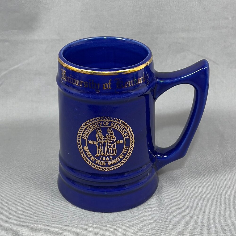 Vtg WC Bunting Co University of Kentucky Ceramic Beer Stein Tankard Mug Blue USA